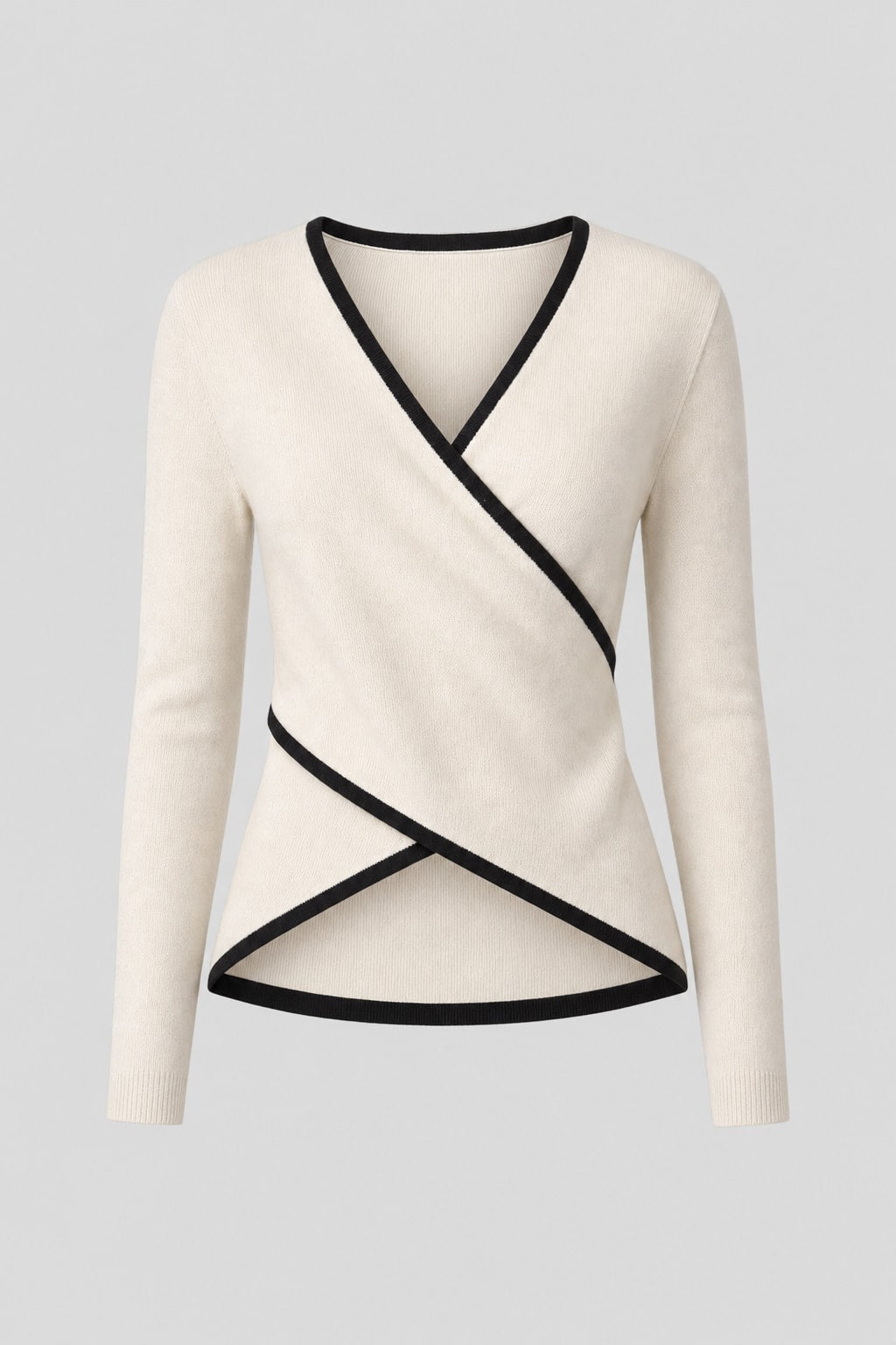 Knit V-Neck Fitted Sweater for Women - 1