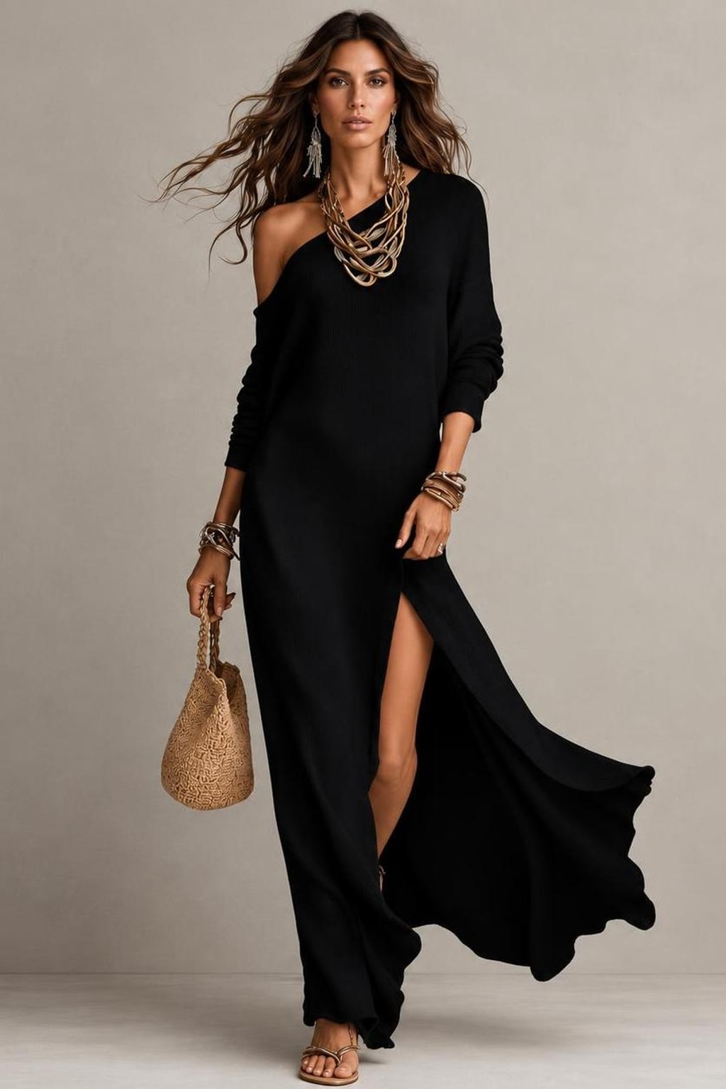 Soft Breathable One-Shoulder Midi Dress - 6