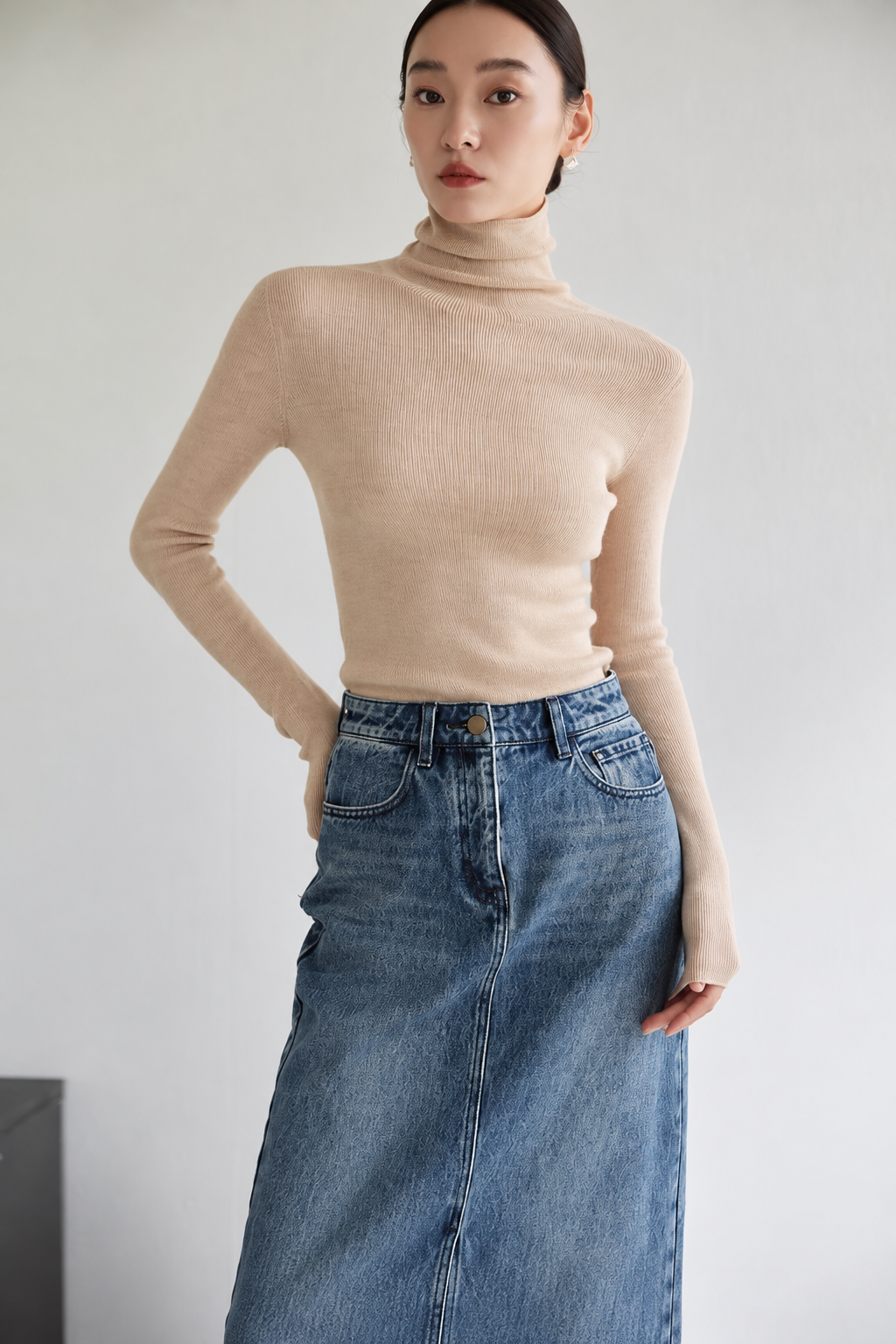 Acrylic Cotton Turtleneck Sweater Slim Fit - 5