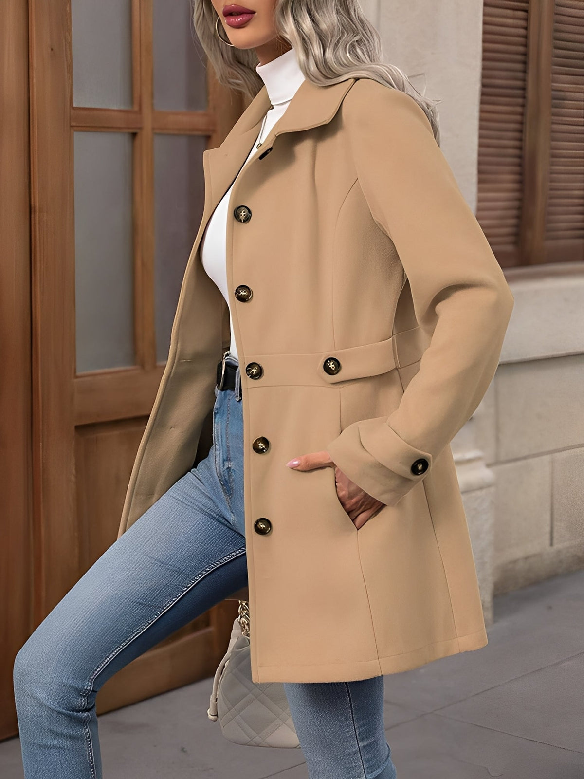 Notch Collar Belted Trench Coat - view 6