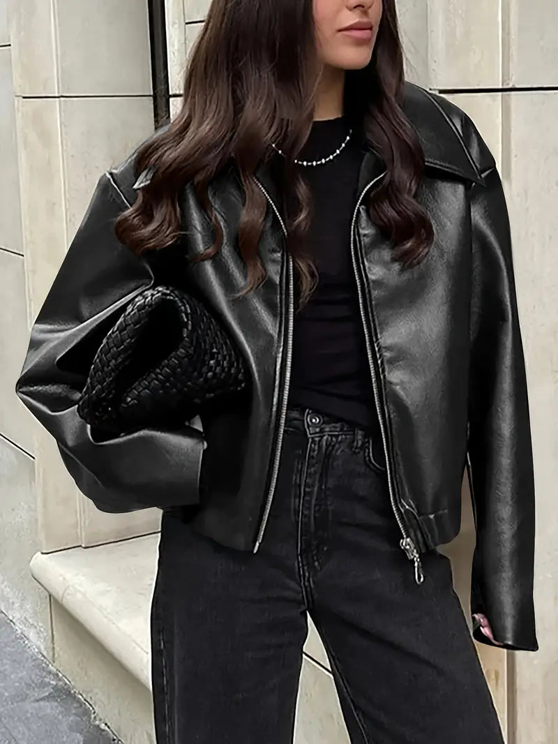 Coated Bomber Jacket With Point Collar - 5