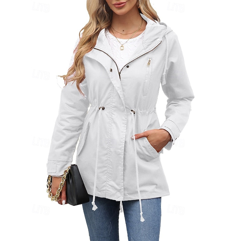 Hooded Utility Coat with Drawstring Waist - view 9