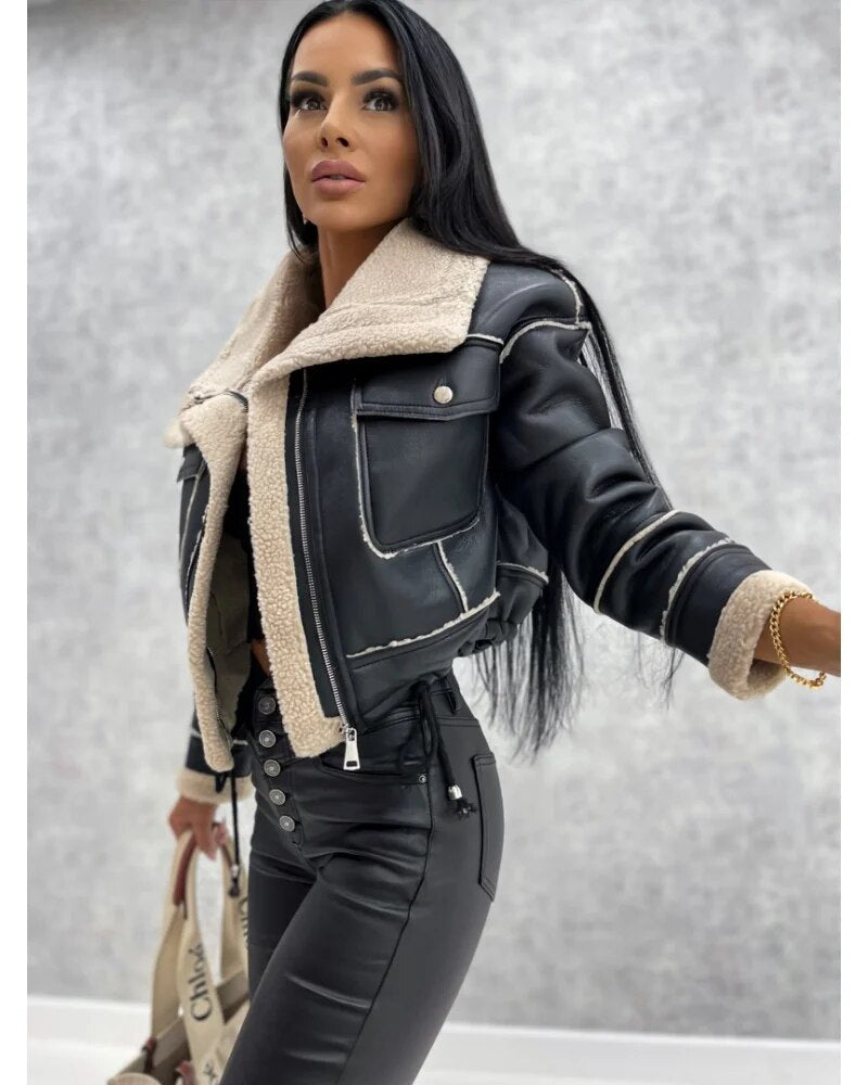 Cropped Tailored Leather Jacket - view 8