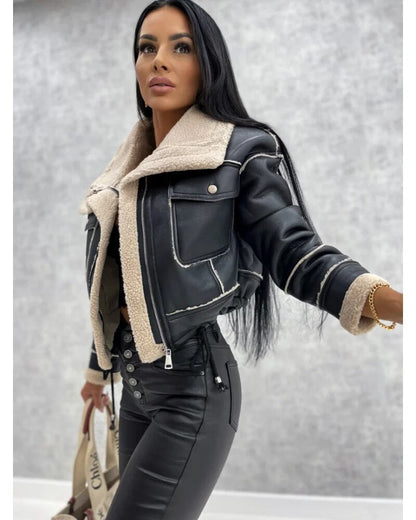 Cropped Tailored Leather Jacket - view 8