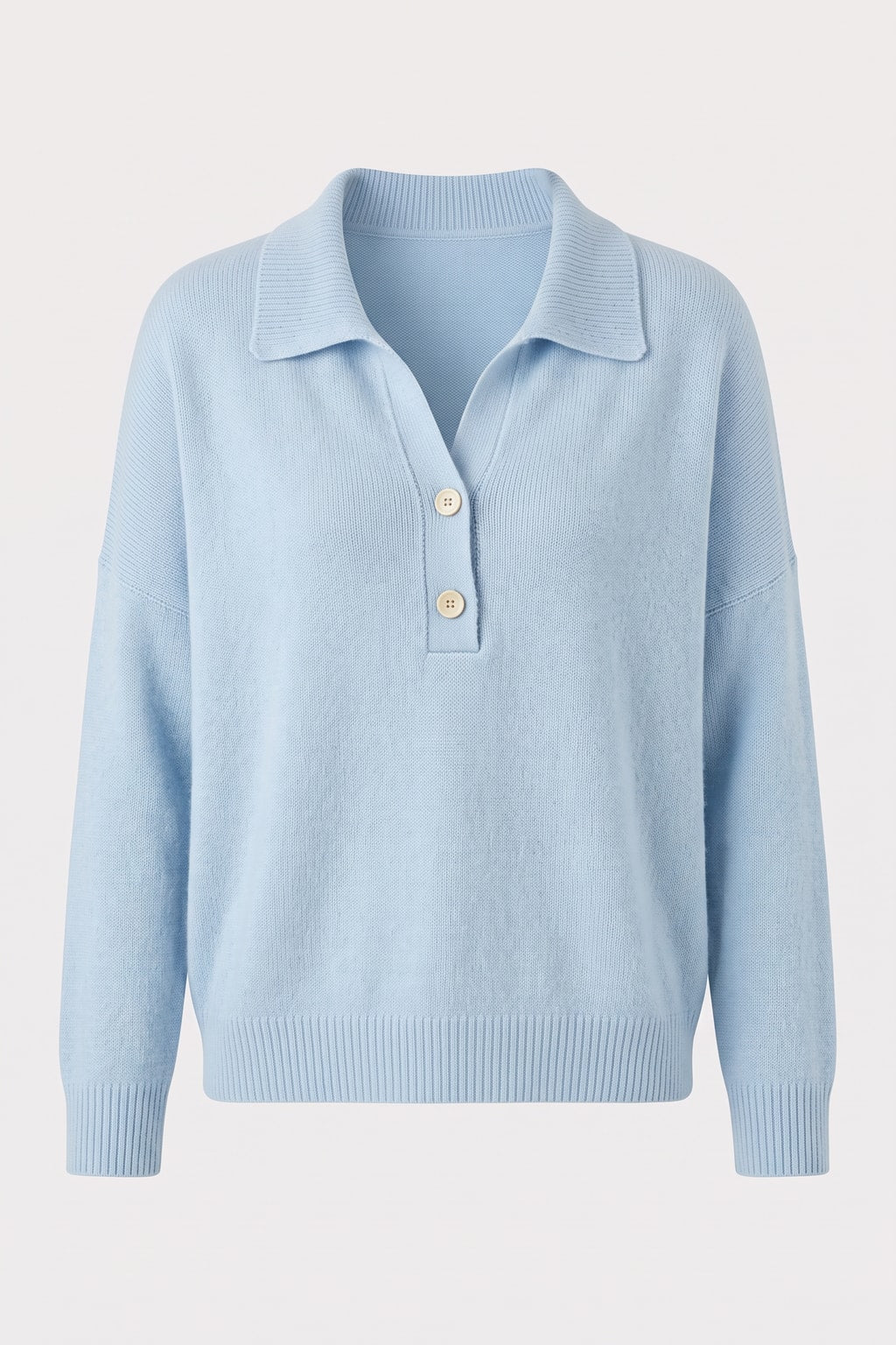 Collared Button Pullover With Relaxed Fit - 1