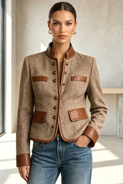 Brown Wool Coat With Contrast Velvet Collar - 2