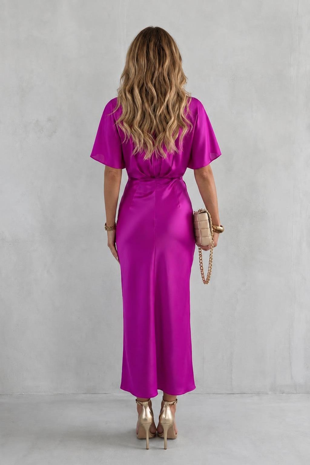 Satin Twist-Front Midi Dress - 3