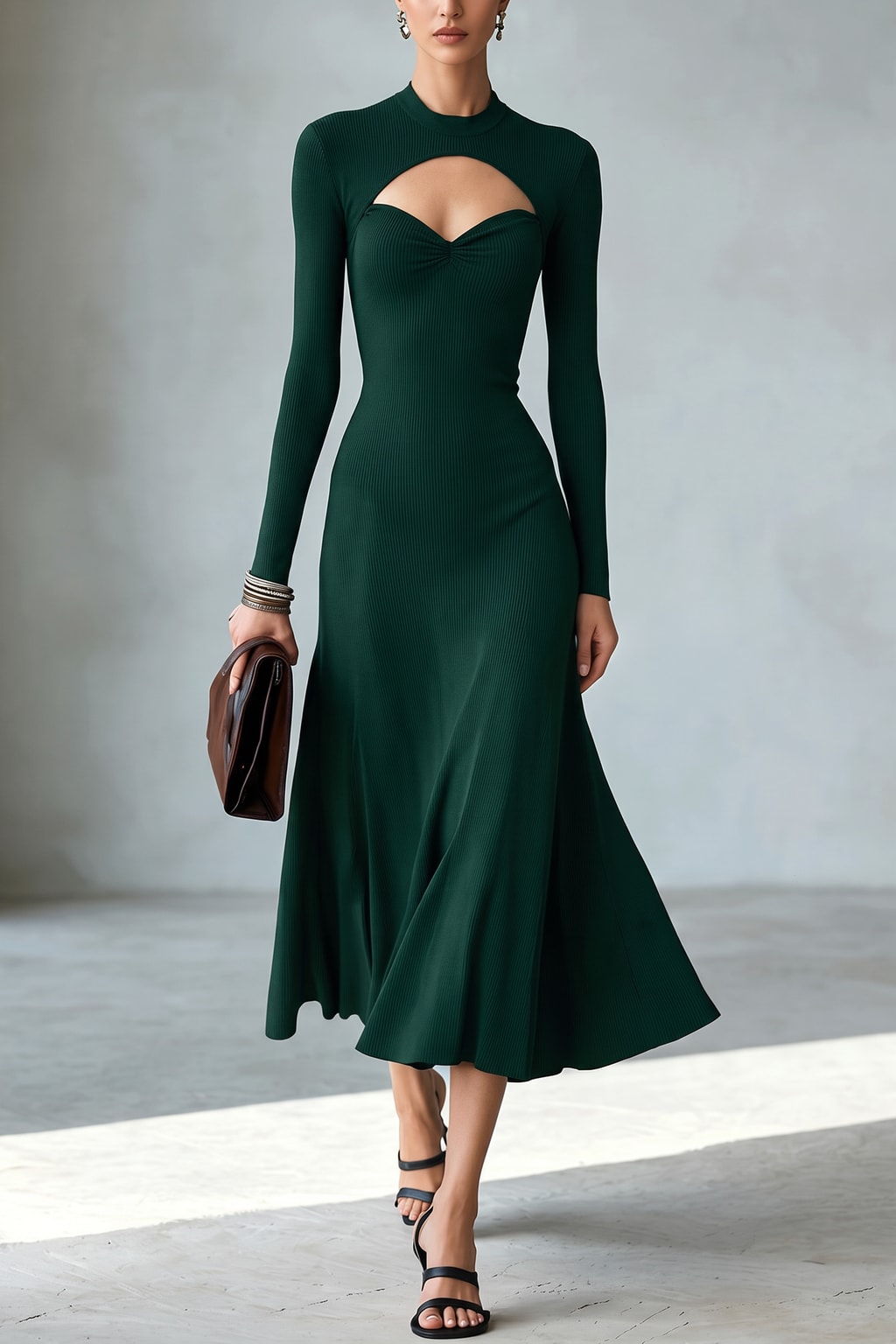 Cotton Maxi Dress With V Neck - 4