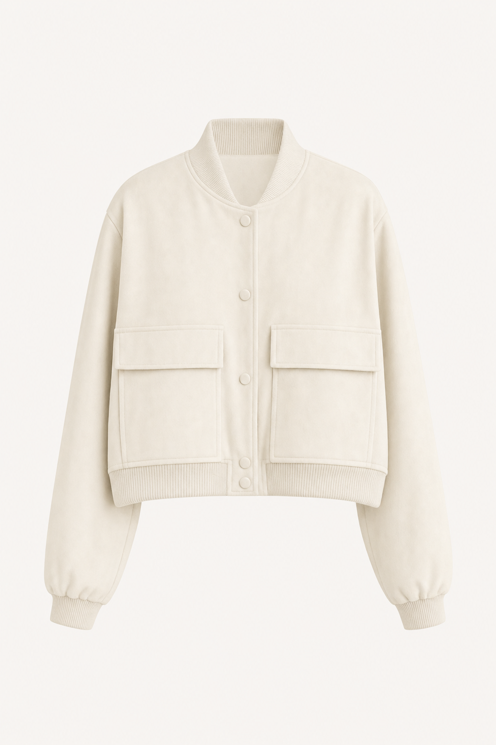Cropped woven bomber jacket with rib-knit trim