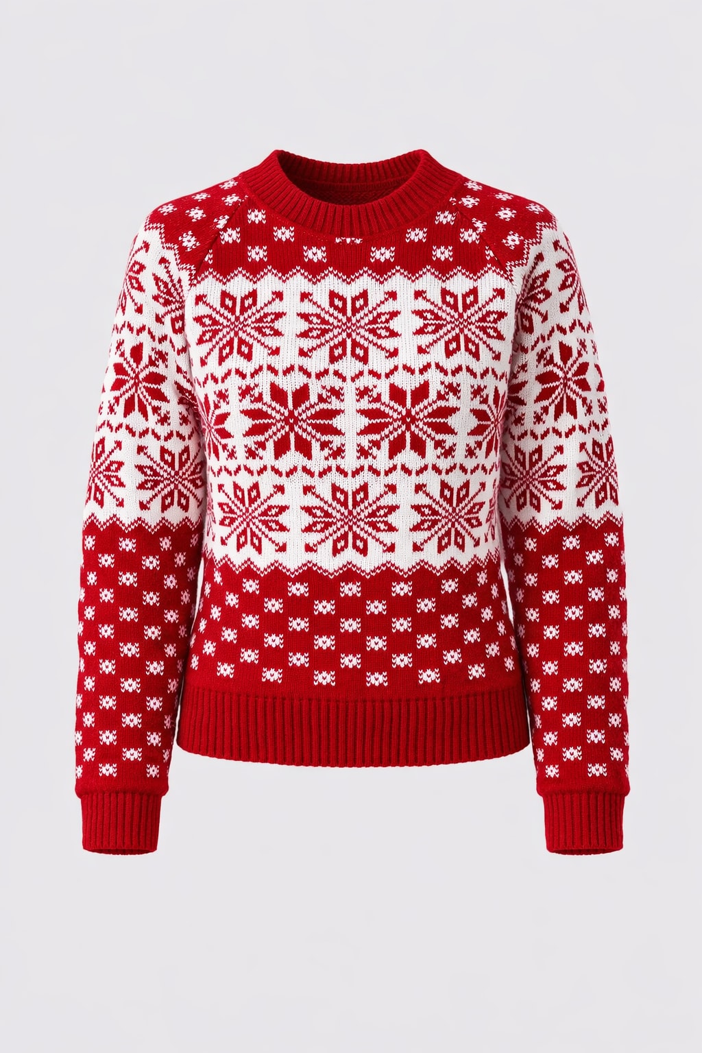 Knitted Christmas Sweater With Nordic Pattern - 1
