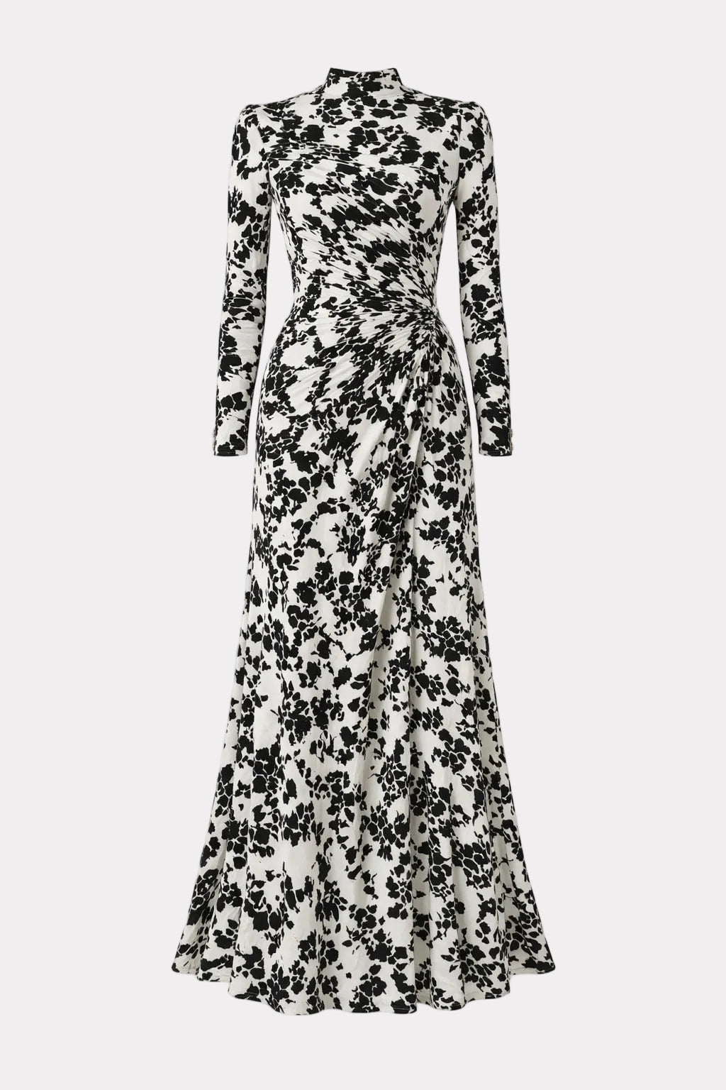 Women's Maxi Dress with High Neck and Long Sleeves - 1