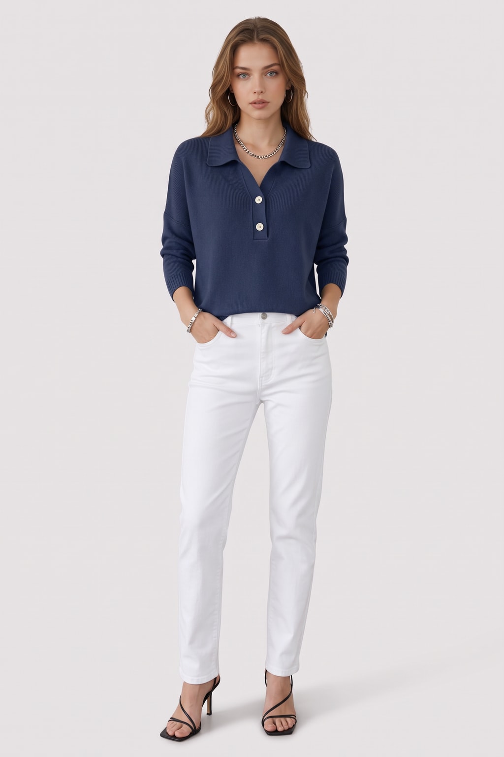 Collared Button Pullover With Relaxed Fit - 6