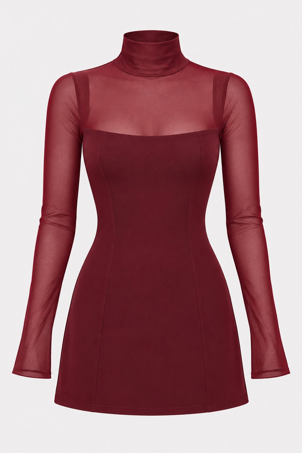 Mini Dress Lace Turtleneck Party - 1