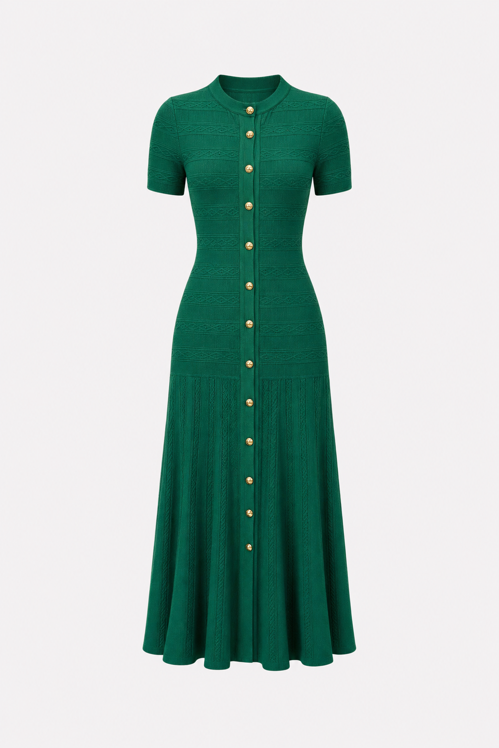 Textured knit midi dress with short sleeves - view 6