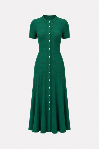 Textured knit midi dress with short sleeves - view 6