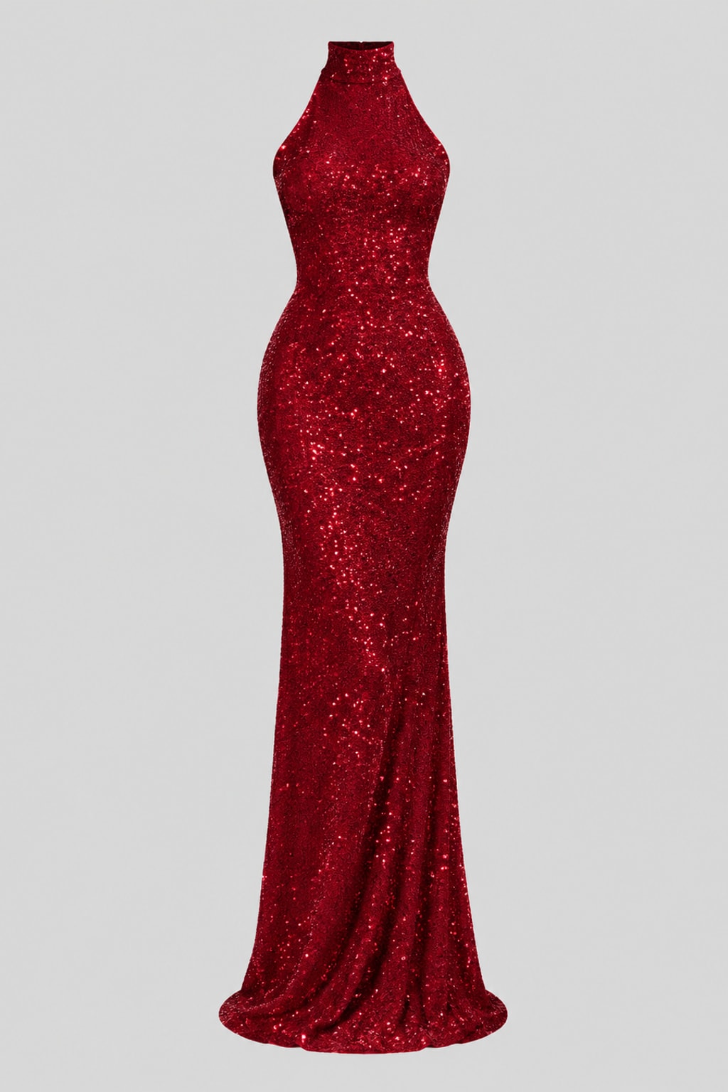 Synthetic Fiber Maxi Dress Red Sleeveless Sequin Gown - 1