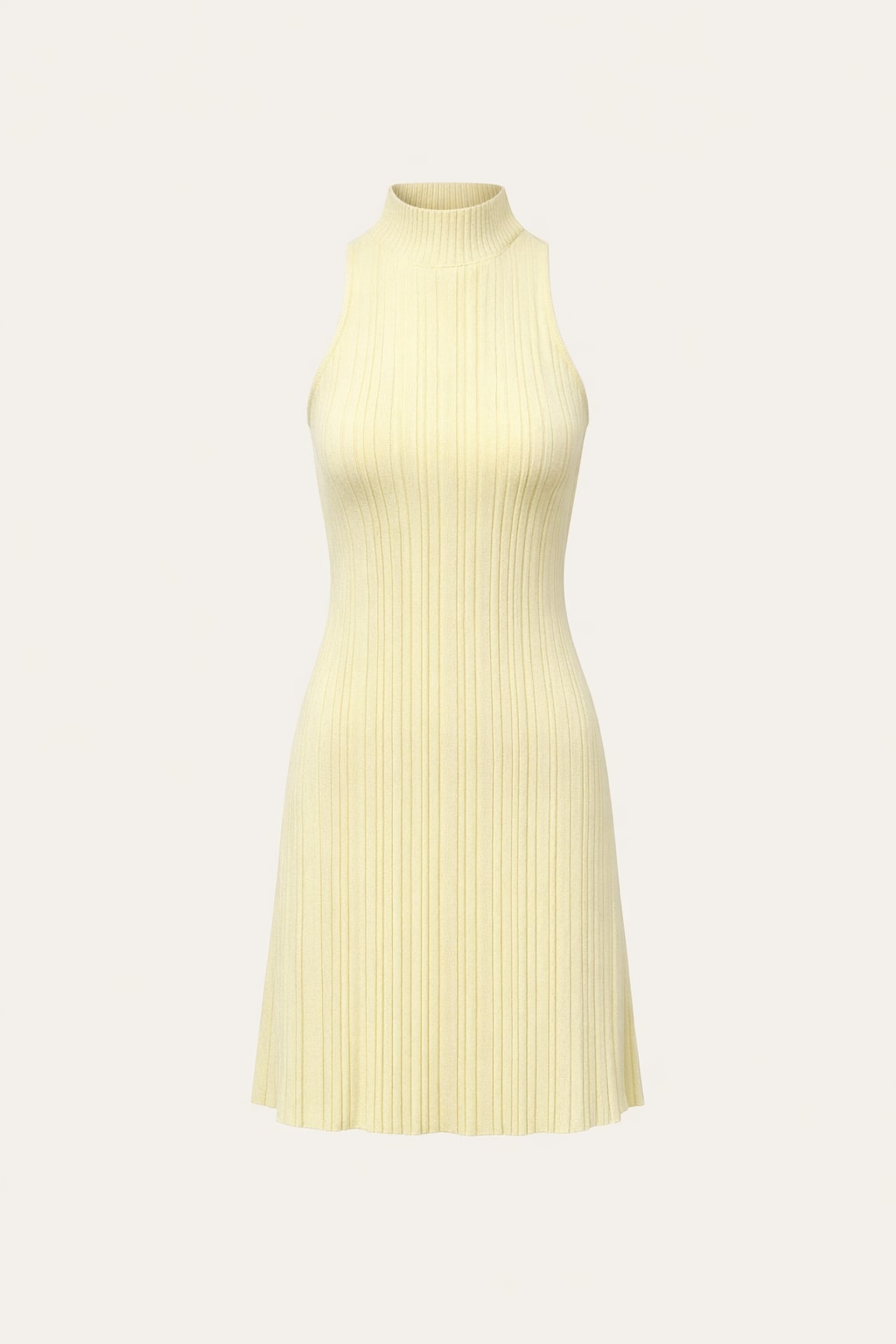 Ribbed Knit Halter Mini Dress with Sleek Silhouette - 1