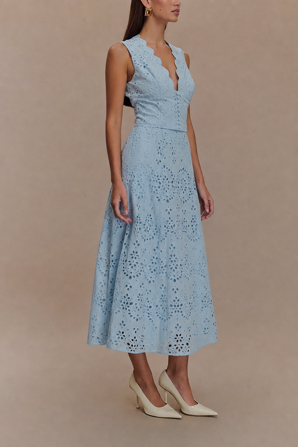 Lace V-Neck Two-Piece Midi Set - view 3