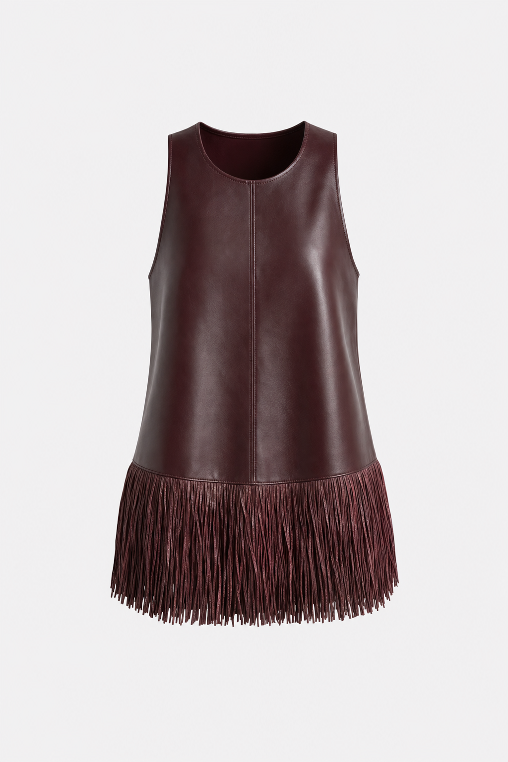 Edgy Faux Leather Halter Neck Tassel Top - 1