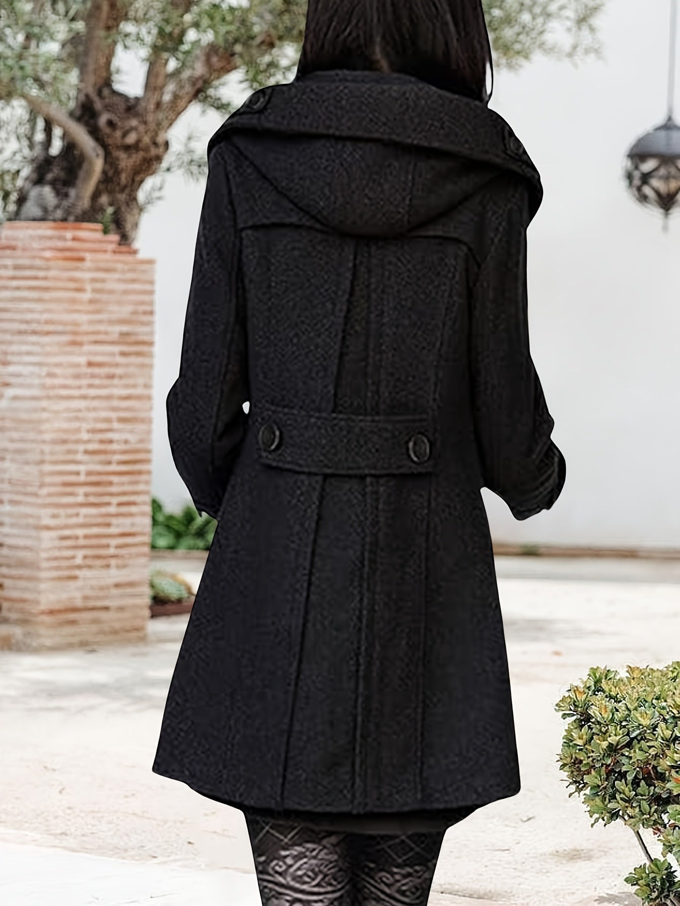 Hooded Double-Breasted Mid-Length Coat - view 3