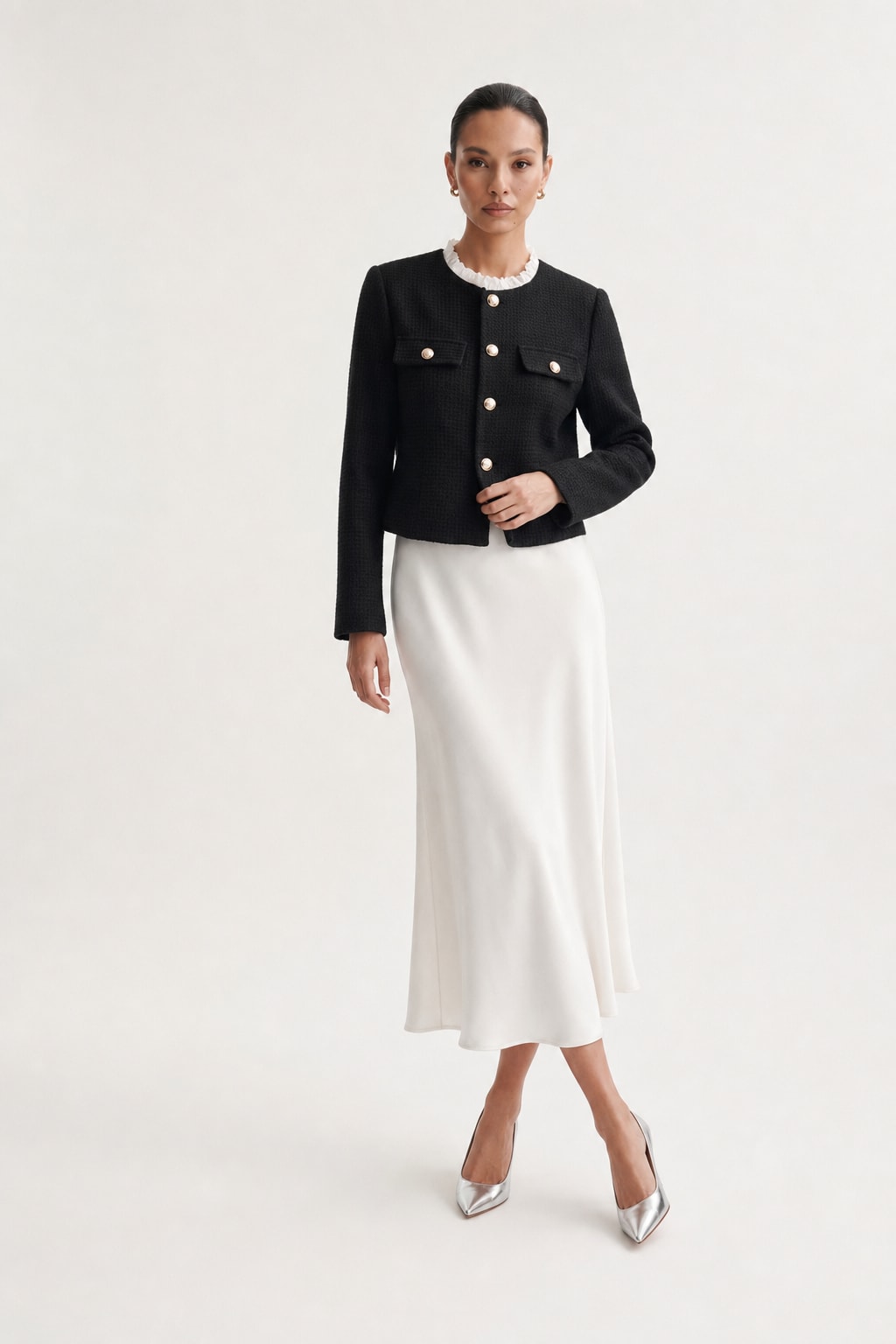 Black Stretch-Knit Cardigan With Tailored Fit - 2