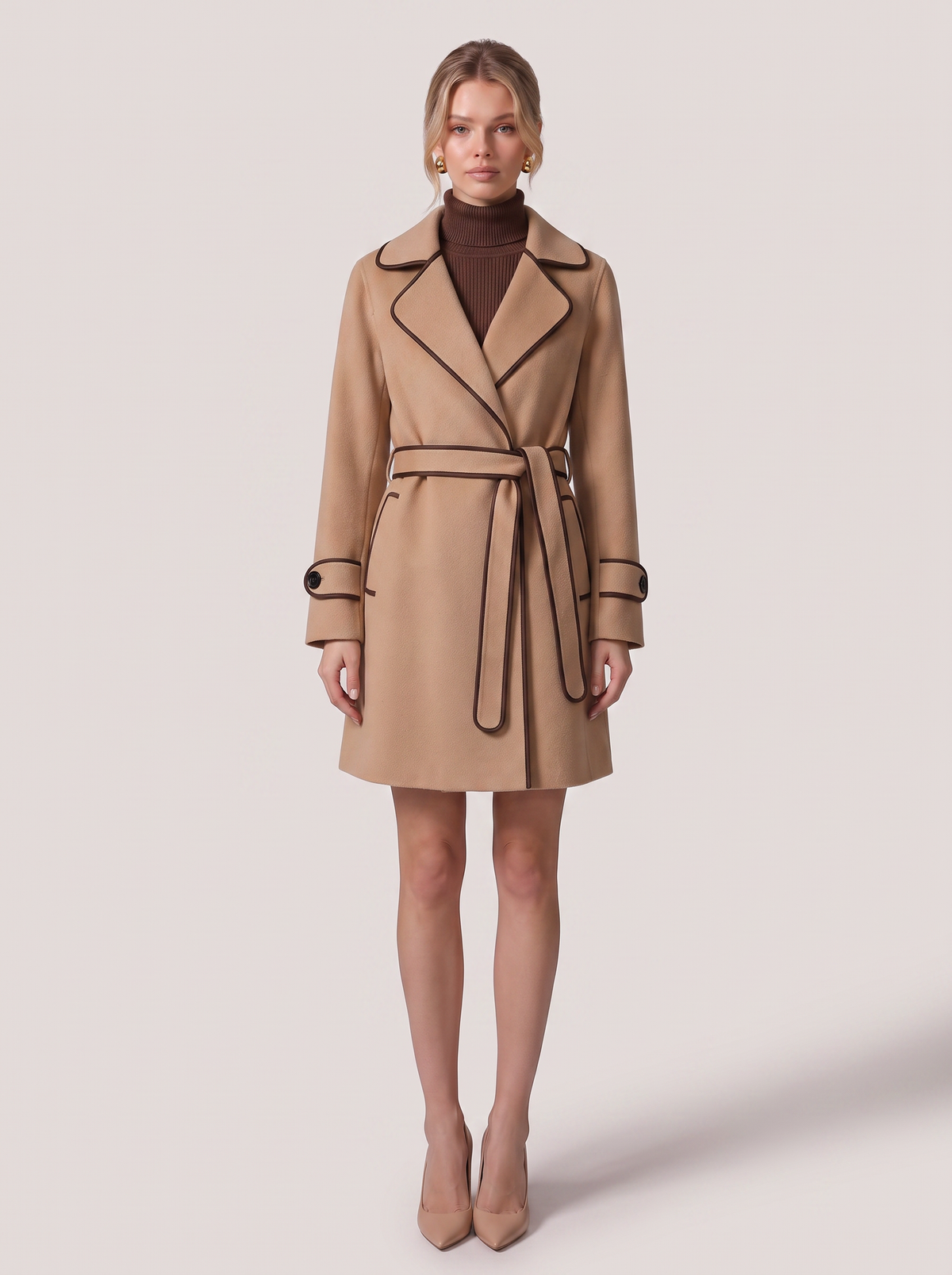 Wool blend overcoat with adjustable tie belt - view 2
