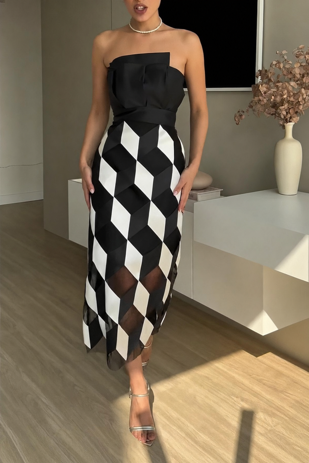 Off-Shoulder Backless Cutout Midi Dress - view 4