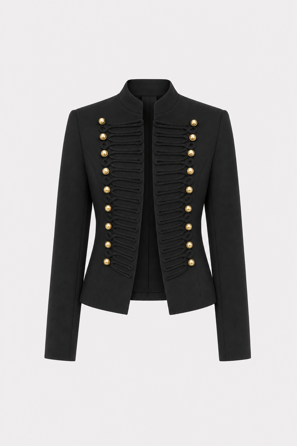 Black Mandarin Collar Blazer, Lined
