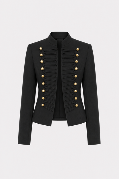 Black Mandarin Collar Blazer, Lined