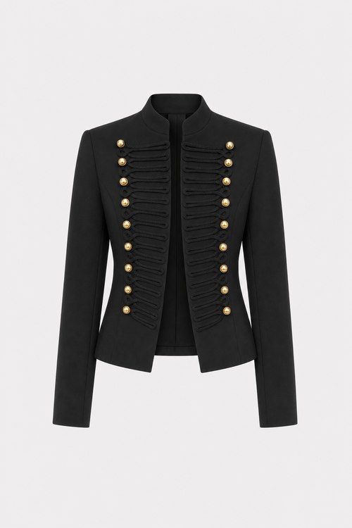 Black Mandarin Collar Blazer, Lined