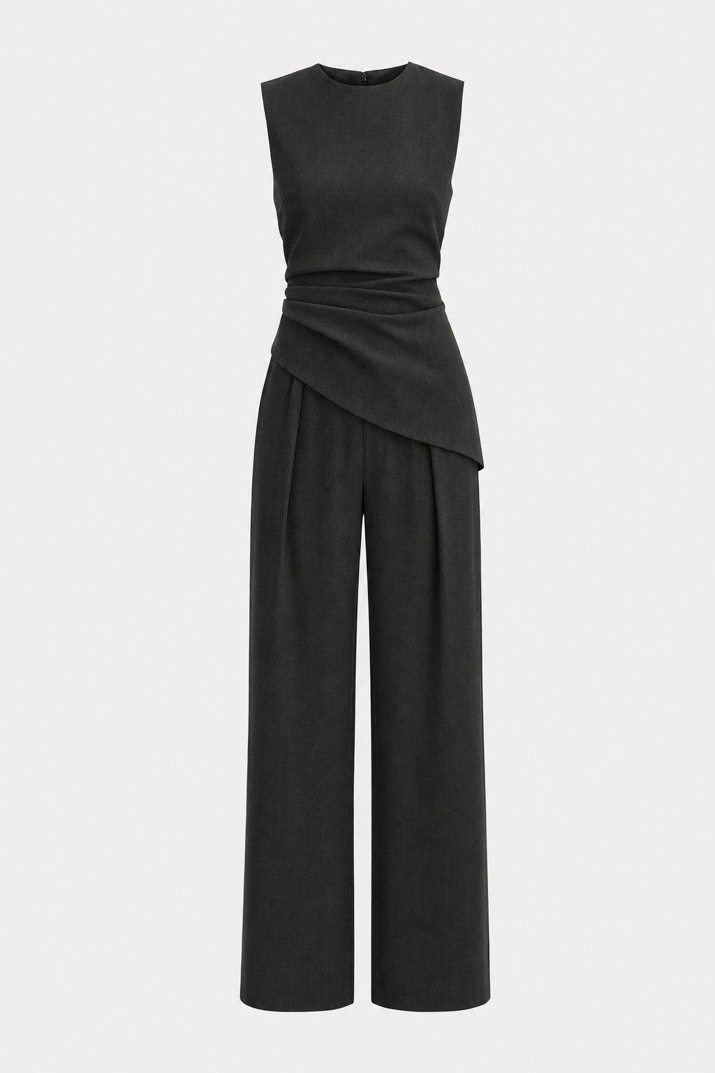 Woven asymmetric top and pleated pants set - view 6