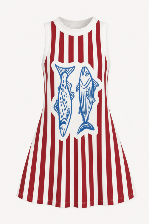 Striped sleeveless mini dress in a relaxed cut