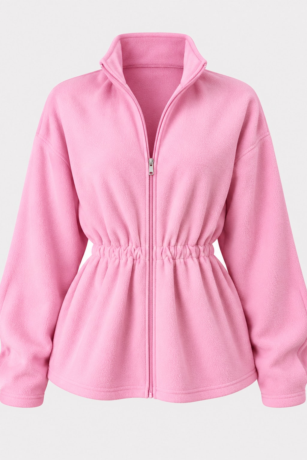 Fleece Sweater Jacket Stand Collar Zip-Up - 1