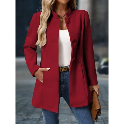 Stand collar coat with pockets - view 8