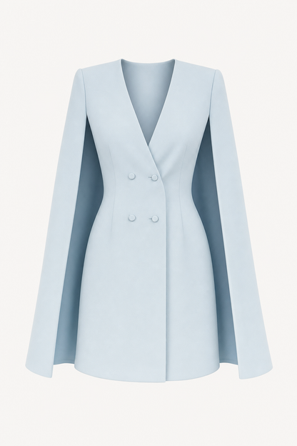 Double-Breasted Cape Mini Dress