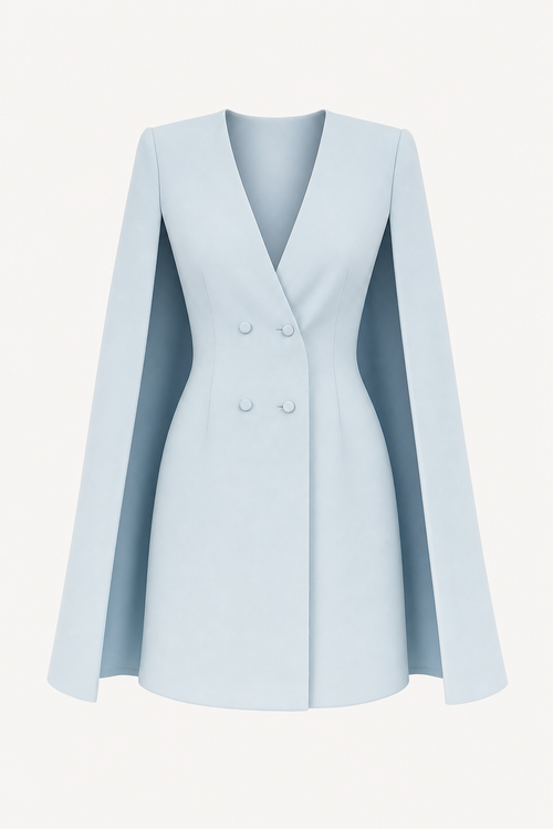 Double-Breasted Cape Mini Dress