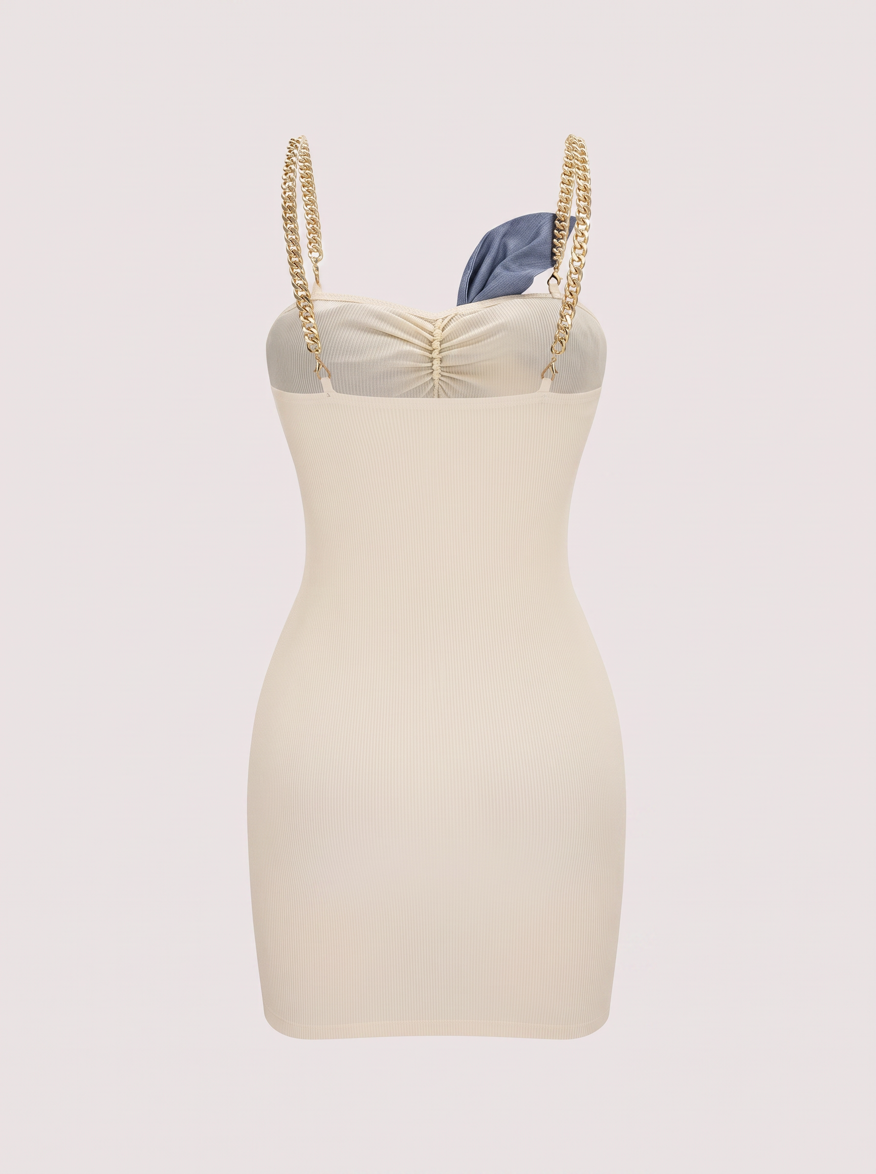 Beige Chain-Trim Sleeveless Mini Dress - view 5