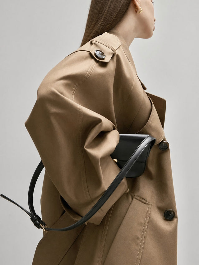 Cozy Polyester Trench Coat with Oversized Fit - 5