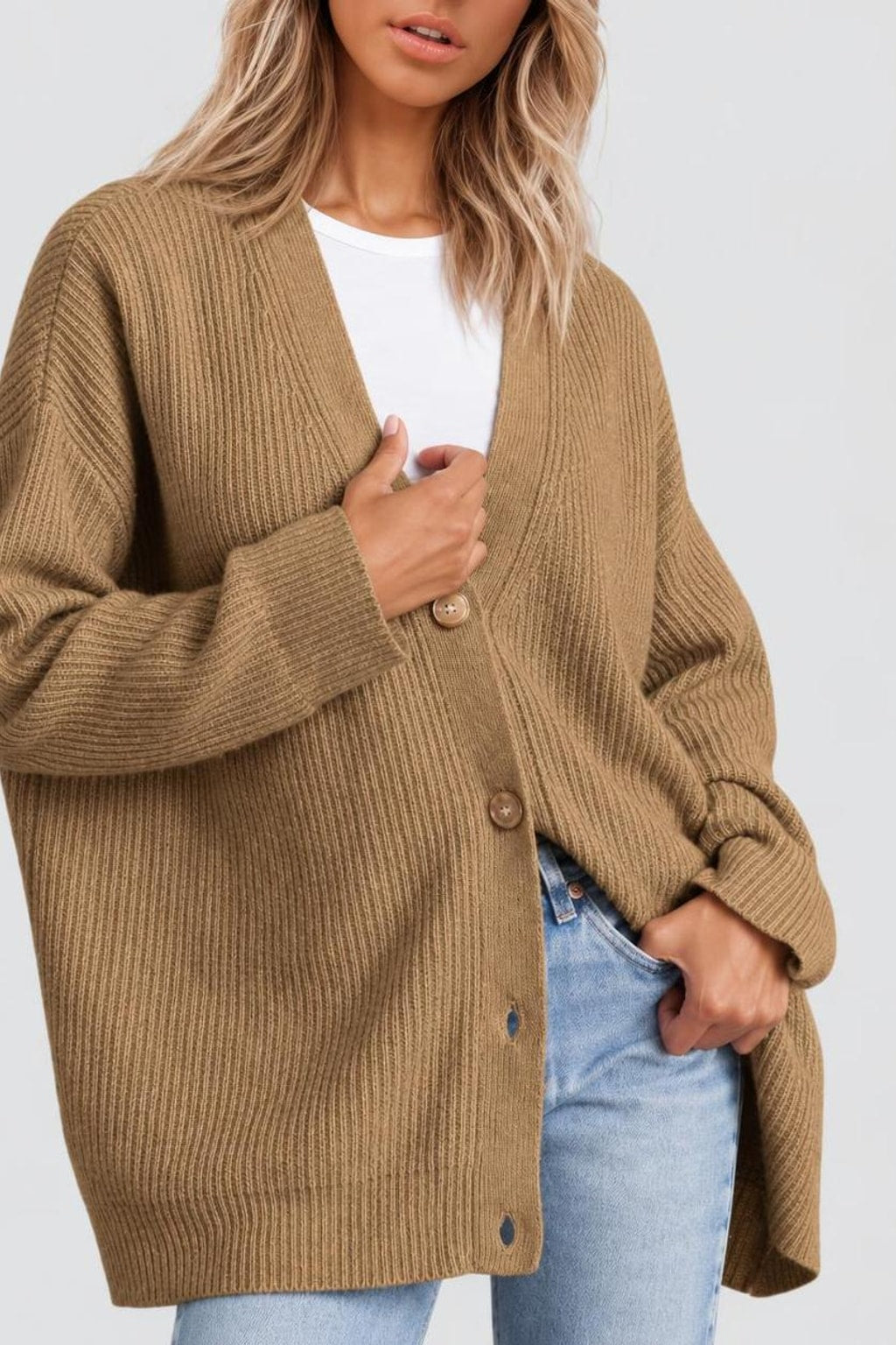 Striped Knit Cardigan With Button-Front Closure - 6