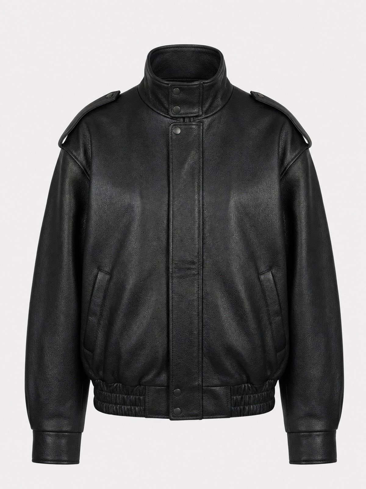 Elegant Leather Jacket With Notch-Lapel Design - 1