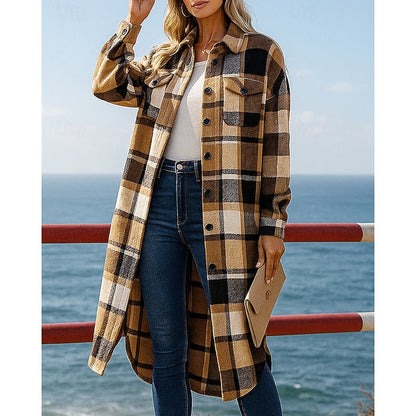 Longline Checked Coat - view 2