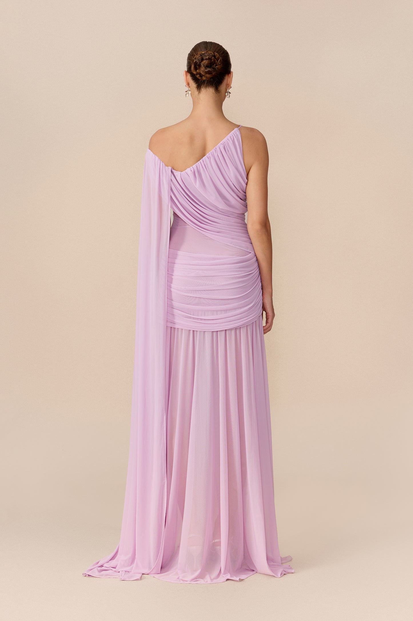 Cape Sleeve Mesh Maxi Dress in Purple - view 4