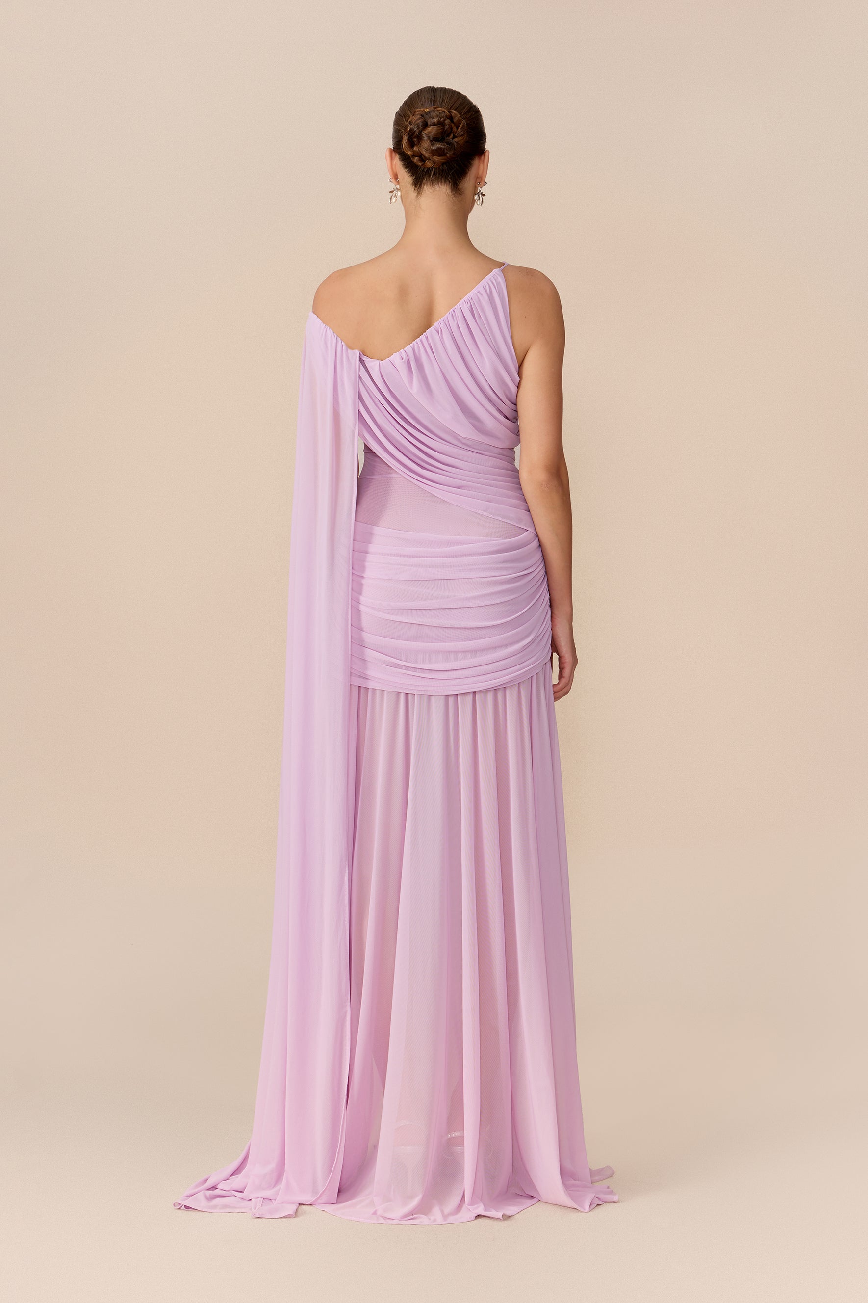 Cape Sleeve Mesh Maxi Dress in Purple - view 4
