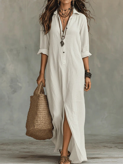 Flowy Button-Front Maxi Dress in Three Colors - view 4
