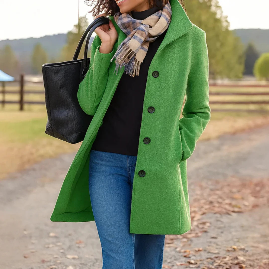 Wool blend pea coat with notched collar - view 11