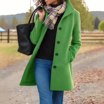 Wool blend pea coat with notched collar - view 11