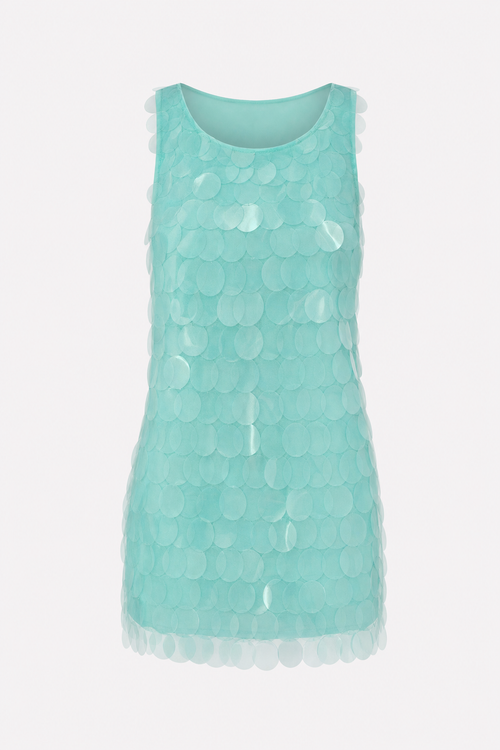 Blue Sequin Mini Dress with Open Back