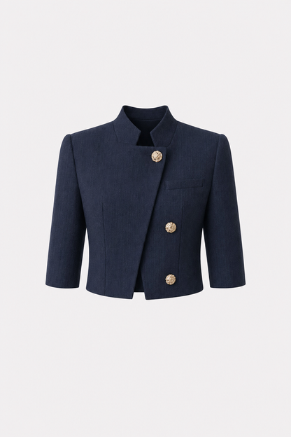 Stand Collar Metal Button Blazer - view 6