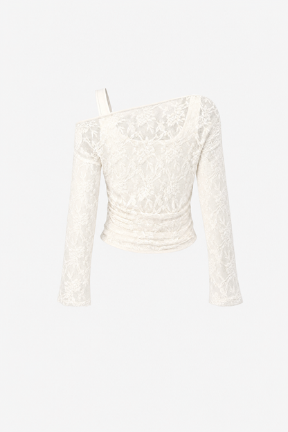 One-Shoulder Bell Sleeve Knit Top - view 3