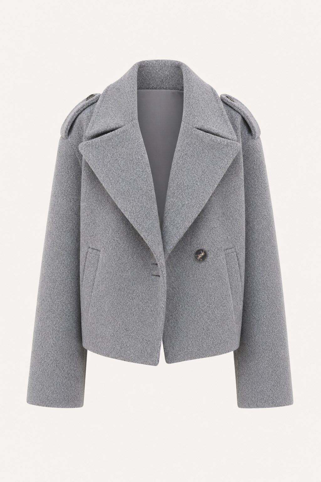 Wool blend oversize double-breasted short coat